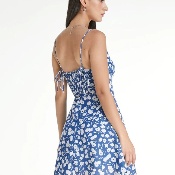 Commense Floral Mini Tie Strap Dress  (Reformation Inspired Orthello) - Picture 2 of 6